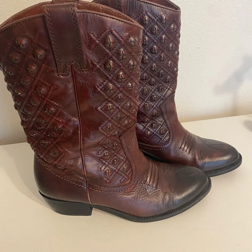 Lucky Brand Madonna Cordovan Leather Western Boots size 7.5